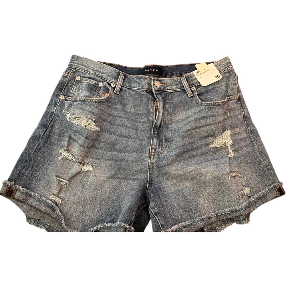 Aeropostale Stretch Mom Shorts, 3.5" Inseam, Blue Denim, Plus Size 16, NWT